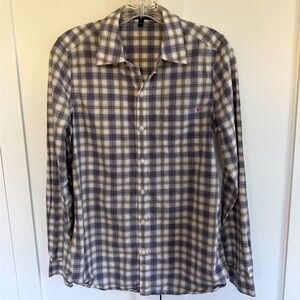 7 for all Mankind women’s plaid button down shirt size S.